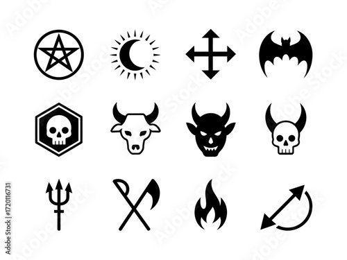 Occult Symbols Icons Set Graphic Design Elements.