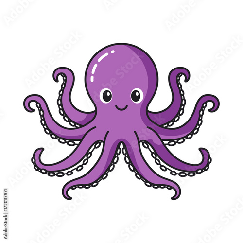 Cheerful Cartoon Octopus Illustration on White Background