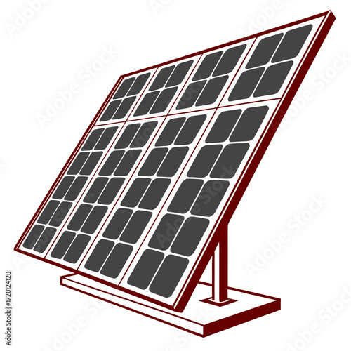 Black silhouette of a solar panel array representing sustainable energy and renewable power generation
