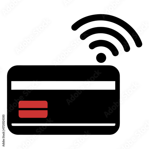 Contactless payment card silhouette with tap to pay icon for digital transactions