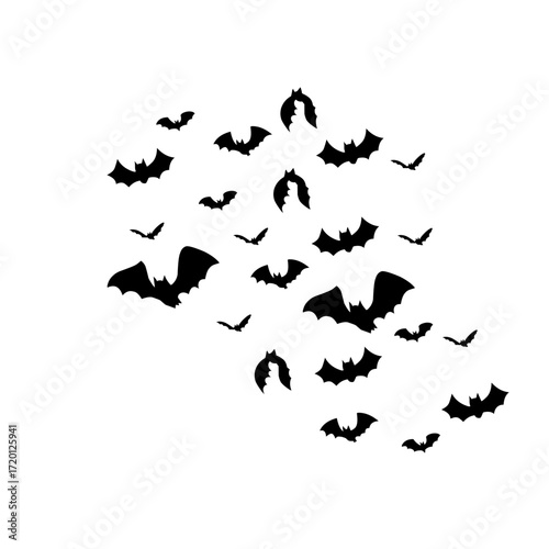 flying bats silhouettes