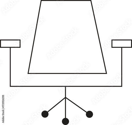 Abstract linear graphic illustration of a contemporary office chair, symbolizing professional workspace, ergonomic design, and business productivity. Ideal for corporate branding and design assets
