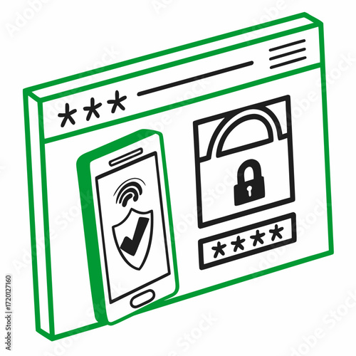 Two factor authentication icon symbolizing website security and digital verification process