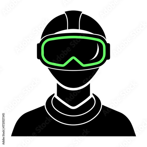 Modern vr headset silhouette with augmented reality elements for technology and gaming concepts