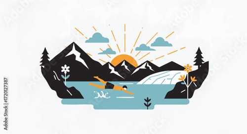 Swimming in the Lake Surrounded by Mountains A Summer Adventure in Nature