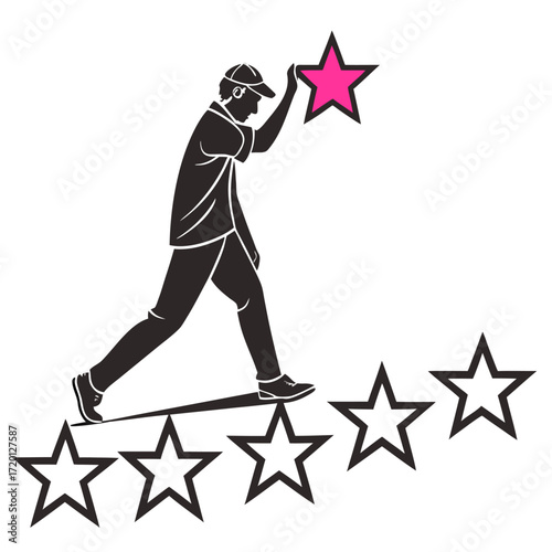 Customer rating star icons for website reviews and feedback available in multiple colors