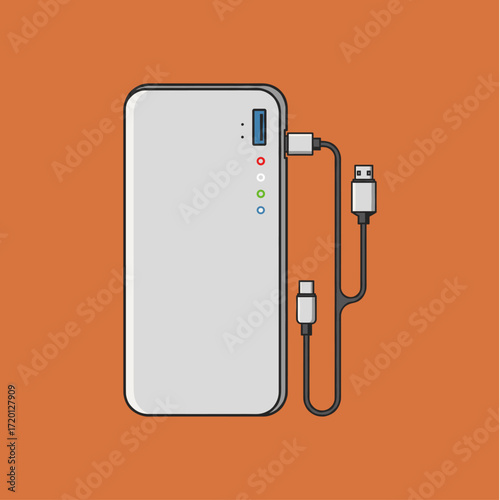 Power bank, Charging bank icon logo flat vector design