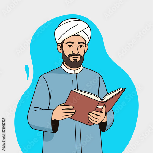Shaiykh Islami scholar, Teacher icon logo flat vector design