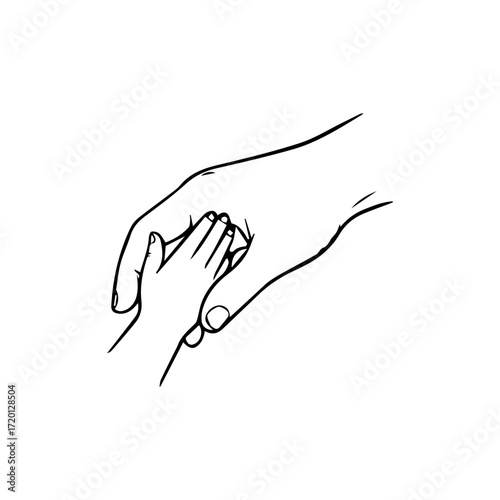 Contour illustration of hands — caring, support, reward and growth