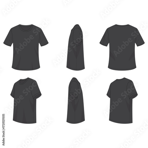 Фотография Black T-Shirt Mockup Isolated on White Background