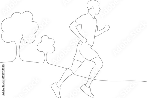 Cartoon vector illustration of a girl in a white dress and a woman running