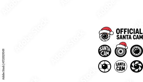 Official Santa Cam logo collection with camera lens icons and Santa hats vector