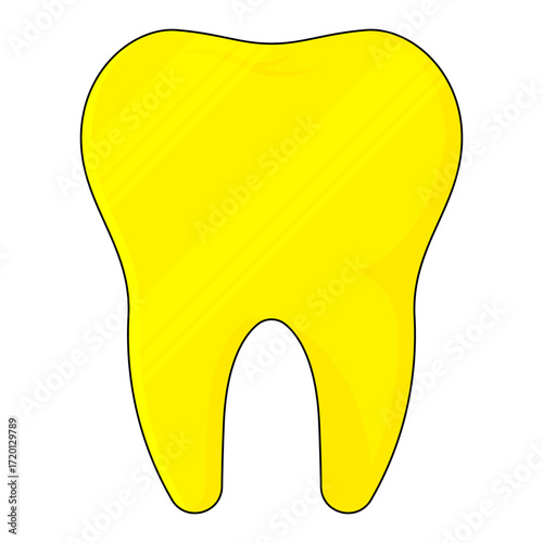 Gold Tooth Vector Illustration Isolated on White Background
