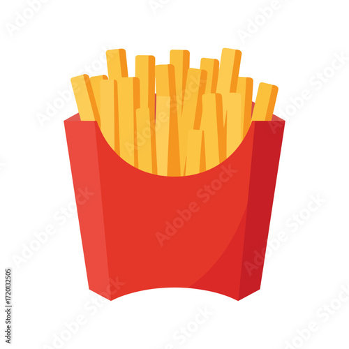 A red carton of golden french fries.