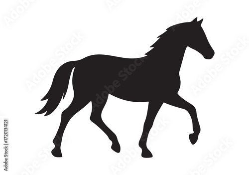 Elegant Black Silhouette of a Horse in Motion