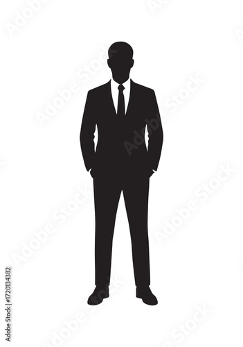 Business man vector silhouette, Stylish man vector silhouette black color