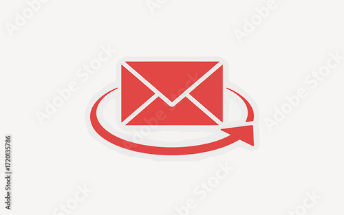 Email Marketing Automation Concept with Red Envelope and Circular Arrow for Business Communication Strategy and Newsletter Design