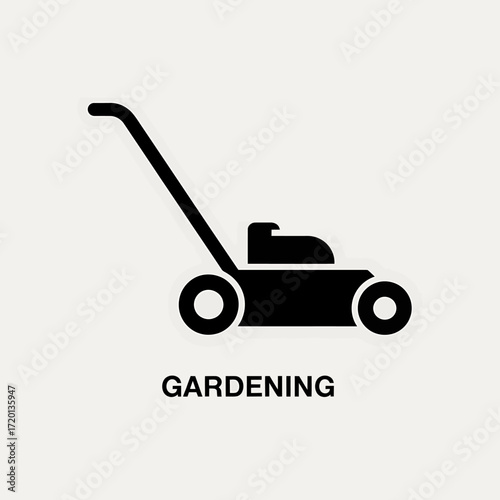 Black and White Lawn Mower Icon Symbolizing Landscaping Gardening and Lawn Care Services Minimalist Design with Clean Aesthetics