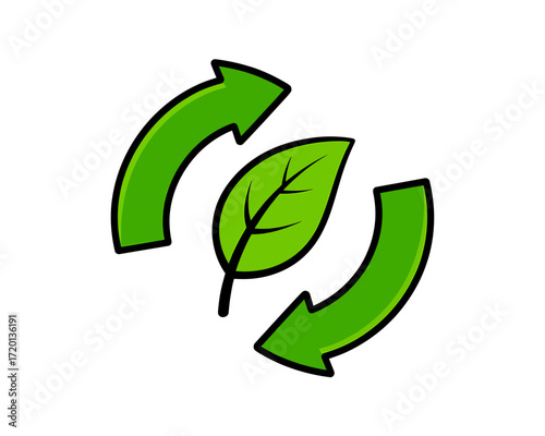 Ecology and sustainability concept green leaf surrounded by recycling arrows symbolizing environmental conservation and eco friendly practices for a greener future