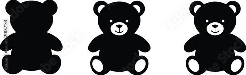Teddy bear silhouettes, cute toy vector, stuffed animal illustration, children design, plush toy graphic, nursery art, childhood symbol, adorable character