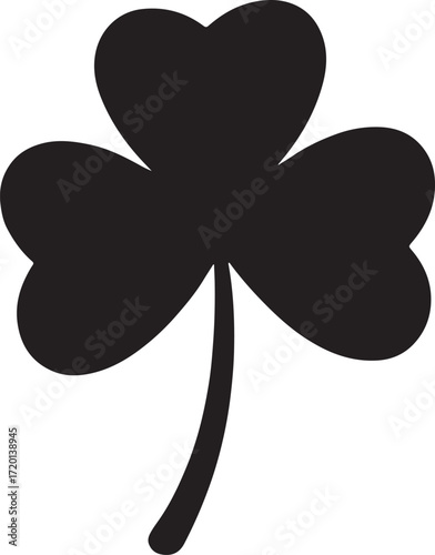 Clover leaf icon silhouette vector, natural plant design for botanical, lucky, and decorative artwork.