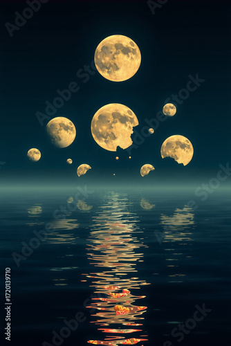 A Horizon Of Shattered Moons Reflecting