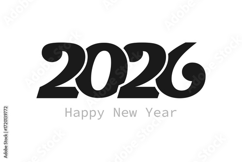 Minimalist Happy New Year 2026 Number logo. 2026 logo vector