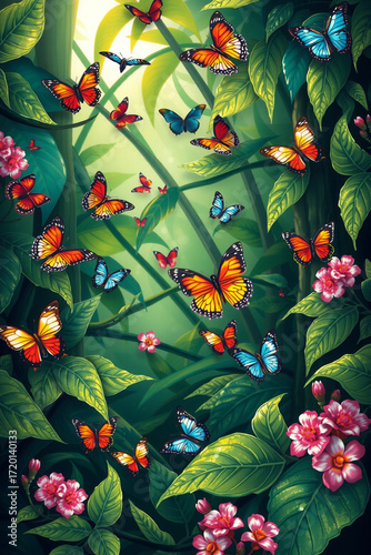 A Jungle Grove Alive With Rainbow Butter