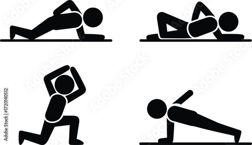 Stick Figure Exercising Bodyweight Workout Pictogram Icon Illustration Vector Design