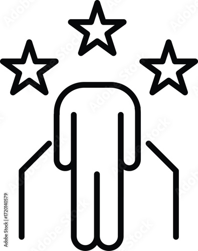 Stylized Person with Three Stars and Supporting Lines Icon success recognition