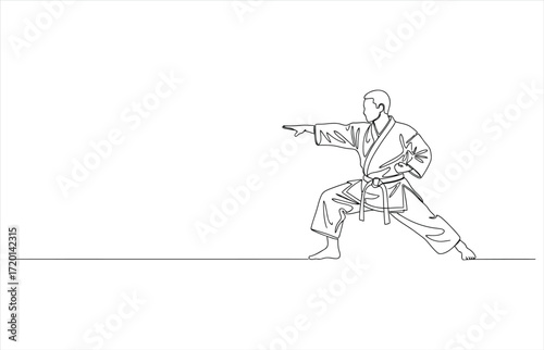 Vector art of karate master in fighting stance, demonstrating discipline, focus, and power, showcasing the art of selfdefense and physical prowess