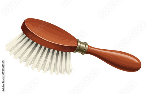 Vector art of vintage wooden brush, a classic tool for grooming and cleaning, with its natural bristles and elegant design, perfect for adding a touch of nostalgia