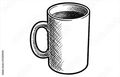 Illustration of a coffee mug with a handle, a simple and classic design for enjoying your favorite hot beverage in the morning or any time of day