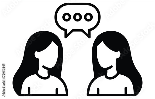 Vector art of communication between two people in line art dialogue and conversation concept, symbol of interpersonal communication and exchange of ideas