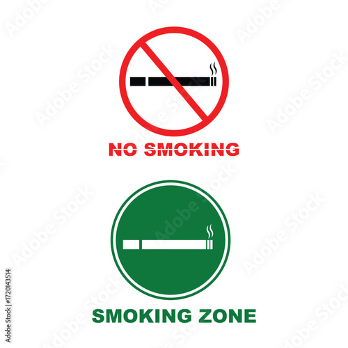 No smoking and smoking zone icon. vector illustration