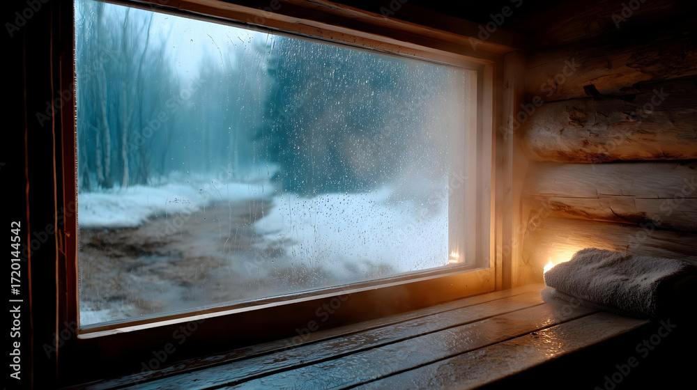 Obraz premium view from window Sauna room