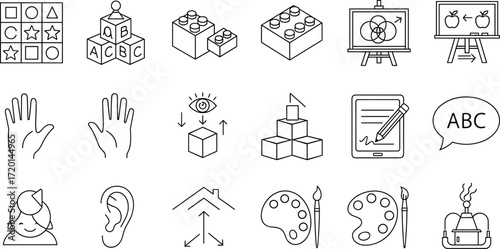 Educational Icons Learning, Creativity, and Early Childhood Development Symbols