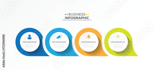 Business infographic template. 4 Step timeline journey. Timeline infographic icons designed for abstract background template.