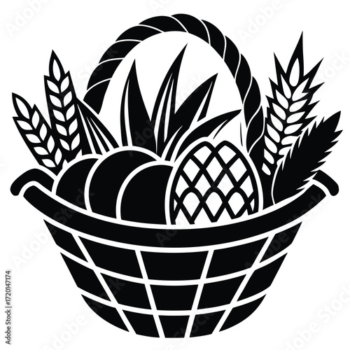 basket of crops icon on white background