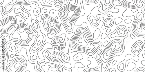 Abstract topographic contour map pattern with swirling black lines on a white background creating a sense of depth and organic flow
