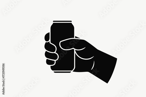Hand holding a beverage can silhouette
