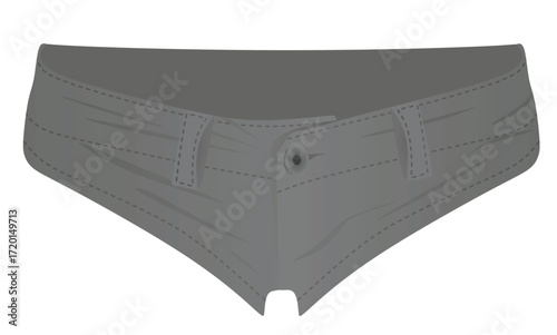 Grey low waist shorts. vector	
