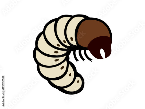 Cartoon grub worm icon isolated on white background. Clipart image isolated on background.