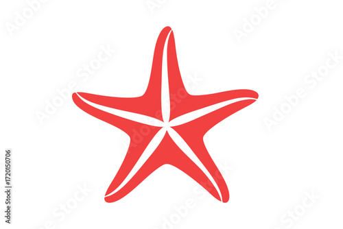 Red starfish icon on white background. Clipart image.