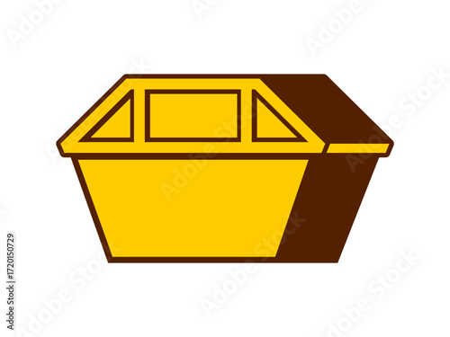 Flat design yellow skip bin icon. Clipart image isolated on background.