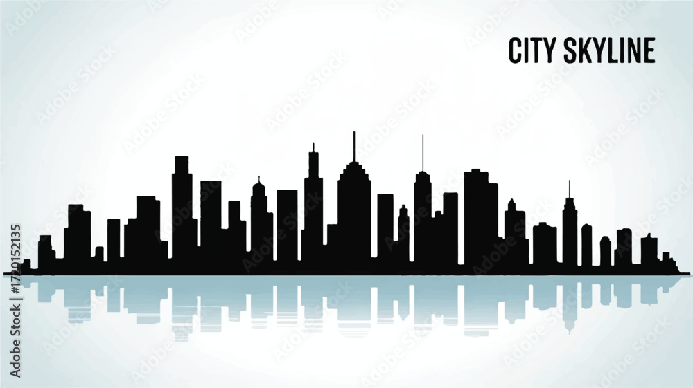 Fototapeta premium City Skyline Silhouette Vector — High-Quality Black Icon