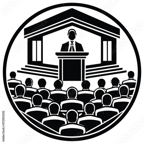 lecture hall pose icon on white background