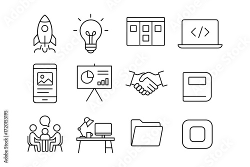 Start up icon set. Adobe Illustrator Artwork