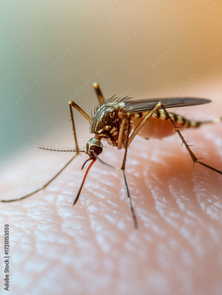 Fototapeta premium Mosquito Biting Human Skin