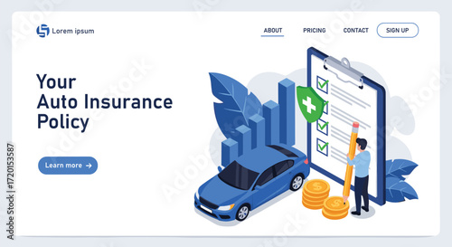 Man Character Signing Car Insurance Policy Form with Insurance Agent Providing Security Document – Vehicle Protection, Auto Care, Full Coverage Insurance, Road Safety, and Auto Assistance Concept – Fl